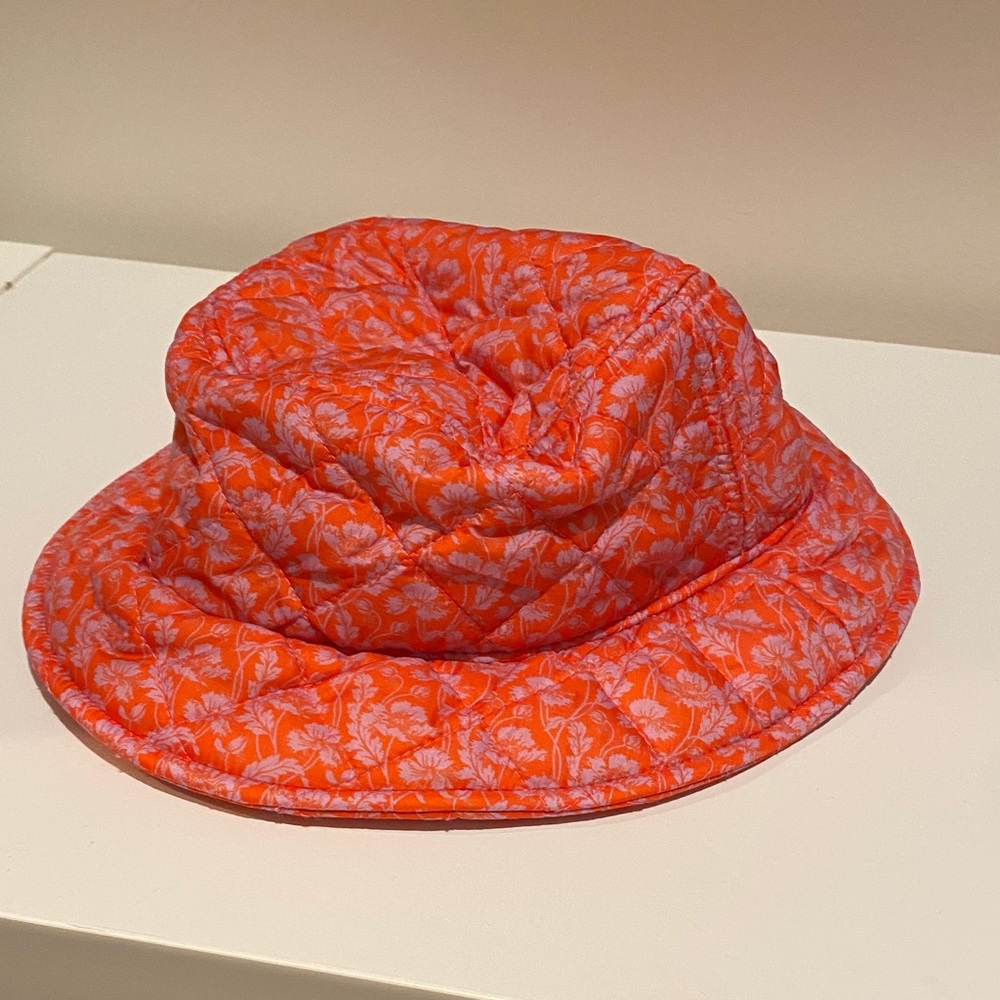 J. Crew Liberty Bright Orange Floral Hat